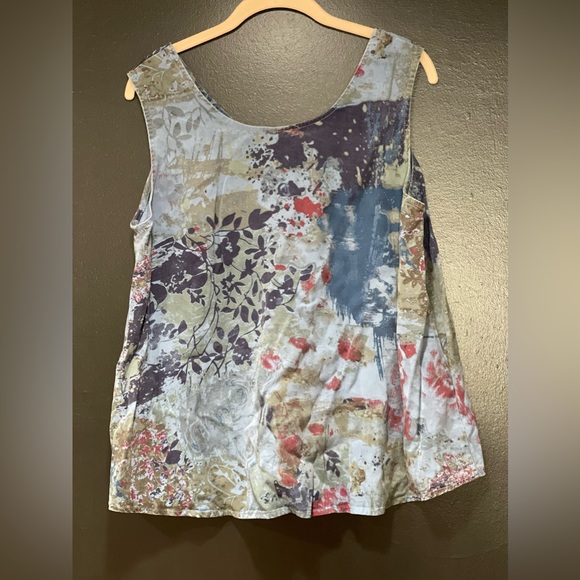 NWT CMC Color Me Cotton Sleeveless Floral Blouse Size XL - Picture 2 of 9